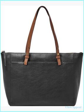 Leather Tote Bag with Laptop Compartment, Zipper Closure, Spacious